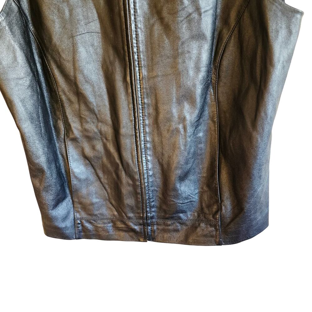 Vintage casual Corner leather mixed stretch back jacket vest size X - Picture 4 of 6